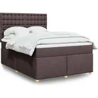 vidaXL Boxspring met matras stof donkerbruin 140x190 cm