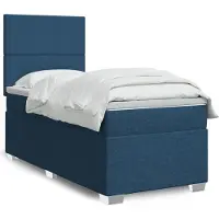 vidaXL Boxspring met matras stof blauw 80x200 cm