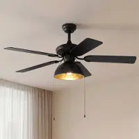 LUCANDE Shamoian plafondventilator met verlichting, stil, Ø 130 cm - , Shamoian, Zwart, Woonkamer, Metaal, Vintage / Retro