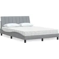 vidaXL Bed met matras "Hanko" stof lichtgrijs 140x200 cm