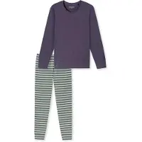 Schiesser Pyjama 'Casual Essentials' beige / donkerblauw / pastelgroen