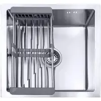 Lendo Online Spoelbak met droogrek 440x440x200mm RVS - Roestvrij staal - Wasbak met waterafvoersysteem - Gootsteen voor keuken + bevestigingshaken
