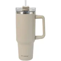 Klausberg KB-7944 Thermische Beker - 1100 ml - Lichtbeige - Dubbelwandige Vacuum Isolatie - Met Handvat en Sluitdop - Thermosbeker - Warmhoudbeker