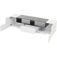 OKWISH Tv-Meubel - Hoogglans Front - Met Led-Verlichting Via App - 180 X 40 X 48 Cm - L-Vorm Kastjes Met Lade - Spaanplaat Wit