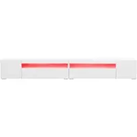 OKWISH TV-Kast – Moderne Serie – Veranderbare LED – Symmetrisch Ontwerp Met Extra Lange Opbergruimte – MDF Wit – 240x35,5x38,5 cm – Draagkracht 80 kg