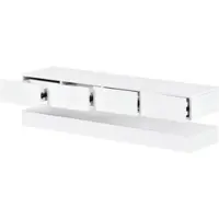 OKWISH TV-meubel – Wandgemonteerd – 2 kasten + 4 lades – Met LED-App bediening en USB – Modern zwevend opbergruimte – MDF Wit – 130x33x15 cm