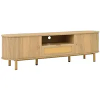 OKWISH Tv Meubel - Rattan Lade En 2 Deuren - Kabeldoorvoer - Landelijke Stijl - MDF Natural - 175×36×51 cm