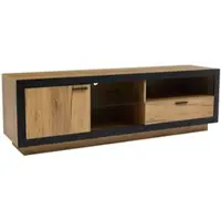 OKWISH Tv-Meubel – Met App-Gestuurde RGB-Verlichting – Voor Woonkamer En Gamehoek – Zwart Eiken – 160x40x50 cm