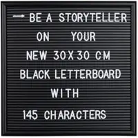 Relaxdays letterbord 30x30 - decoratie - memoboard - letter board - vierkant - zwart