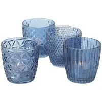Boltze Dia7,5cm Boltze Home Windlicht Marilu Glas Blauw H7,5cm Box A 4 blauw Boltze
