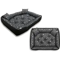 AIO Factory Hondenbed, omheining, 75x65 cm, waterdicht, met zilverkleurige botten