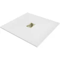 Mexen Hugo vierkante douchebak SMC 100 x 100 , wit, gouden rooster - 42101010-G