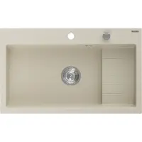 Mexen Omar granieten spoelbak 1-komor 800 x 480 , beige, chroom sifon - 6520801005-69