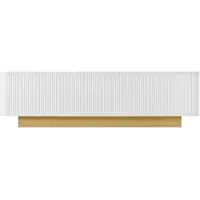 OKWISH Tv-Meubel - Modern Design Met Afgeronde Hoeken - Kabelmanagement - 3 Deuren Met Verstelbare Plank - MDF Wit - 170×40,5×47 cm