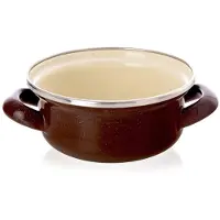 Orion Bruine emaille pot 14 cm, 600 ml