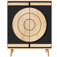 MODFU Schoenenkast - Geometrische Deuren - Meerlaagse Opbergruimte - Modern - Voor Hal Of Entree - MDF - Zwart En Naturel - 76 x 37 x 98,5 cm