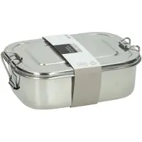Free and Easy lunchbox RVS broodtrommel 18x13x6,8cm zilver duurzaam.