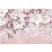 WALLARENA - Fotobehang - 200x140 cm - bloemen in roze beton voor slaapkamer en woonkamer
