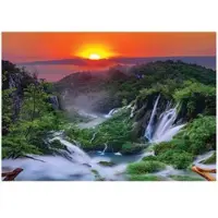 WALLARENA - Fotobehang - 150x105 cm - 3D waterval zon uitzicht woonkamer slaapkamer muurdecoratie