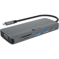 Icy Box IB-DK4040a-CPD Bedraad USB 3.2 Gen 1 (3.1 Gen 1) Type-C Aluminium, Zilver