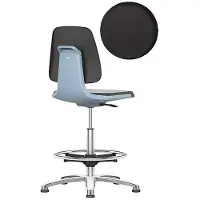 BIMOS Labsit hoge bureaustoel, SKINTEC bekleding, glijders, B 450 x D 420 x H 520 - 770 mm, blauw