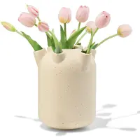 HEMA Tulpenvaas ⌀15x21cm Keramiek Groot Spikkels Wit