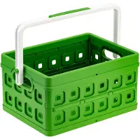 Sunware Square vouwkrat met handgreep 24 liter natuur-groen/wit