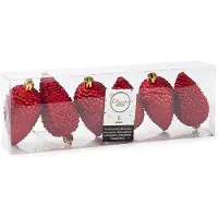 Décoris Dennenappel kerst ornament | | 6 stuks (Rood)