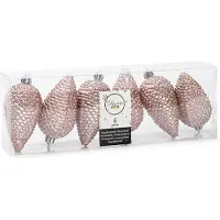 Décoris Dennenappel kerst ornament | | 6 stuks (Roze)