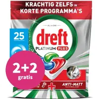 Dreft 2+2 Gratis: Vaatwastabletten Platinum Plus All In One Bries 25 Stuks