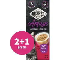 Voskes 2+1 Gratis: Kattensnack Mousse Makreel&kip 7x30 Gr