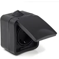 Q-Link - Wandcontactdoos - Buitenstopcontact - Opbouw - 1-voudig Stopcontact - Spatwaterdicht IP54 - Randaarde - Kinderbeveiliging - Mat Zwart