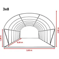 TOOLPORT Tunnelkas 3x8 m, PE-folie, wit