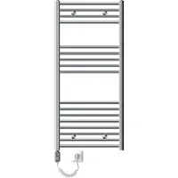 LuxeBath Elektrische Badkamerkachel Sahara 600x1200 mm Chroom Gebogen Zijaansluiting & Verwarmingsstang 900W met Thermostaat & Digitaal Display, Handdoekverwarming met Verwarmingselement