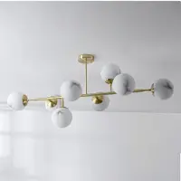 LumenXL Design plafondlamp Osem goud met marmerlook bollen, 8-lichts