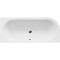 Besco AVITA hoekbad 180 x 80 cm links wit met hoofdsteun met bamboe badplank