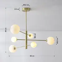 LumenXL Plafondlamp Sest goud met marmerlook bollen, 6-lichts