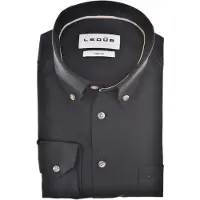 Ledub Overhemden navy katoen Modern Fit met borstzak