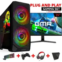 GMR Complete Gaming PC Set Ryzen 5 RTX 3050 16GB 500GB SSD Inclusief 24 Inch Monitor, Headset, Controller, Toetsenbord en Muis – Geschikt voor Minecraft, Fortnite, Roblox & GTA V
