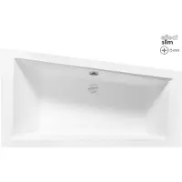 Badland INTIMA SLIM hoekbad 170 x 125 cm links wit met styropor ombouw met hoofdsteun met zwart zijpaneel