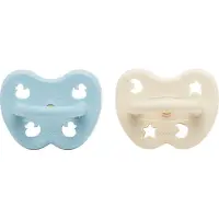 Hevea Two-Pack Orthodontic Teat Newborn 0+ Months (Baby Blue & Milky White)