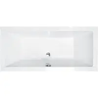 Besco QUADRO ligbad 175 x 80 cm wit met hoofdsteun met bamboe badplank