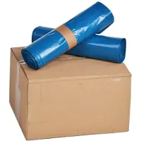Knapzak Containerzakken Ongeperforeerd | Zonder sluitlint | LDPE Regeneraat | Blauw | 40 Micron | 140 liter (100 zakken)