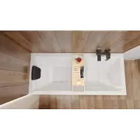 Besco QUADRO ligbad 175 x 80 cm wit met acrylpaneel met hoofdsteun met bamboe badplank