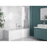 Besco INSPIRO bad met douchewand 150 x 70 cm rechts wit met acrylpaneel