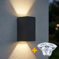 LedLoket PHILIPS LED Wandlamp | Buitenlamp | San Francisco | Incl. 2x Philips lichtbron | Zwart | 3000K - Warm wit (830)