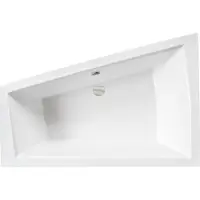 Besco INTIMA hoekbad 150 x 85 cm rechts wit met hoofdsteun met bamboe badplank