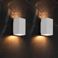 LUSENZ wandlamp rechthoekig – 2x GU10 fitting – 10 watt dimbaar – mat wit aluminium – up and downlight – IP20 – binnenverlichting woonkamer gang slaapkamer eetkamer kantoor winkel