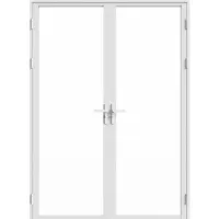 Vente-unique Omkeerbare dubbele vleugeldeur in aluminium en gehard glas - 2 x H204 x B83 cm - Wit - LOXTON