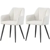 Furnilux Bella fauteuil crème set van 2 moderne loungefstoel met metalen frame